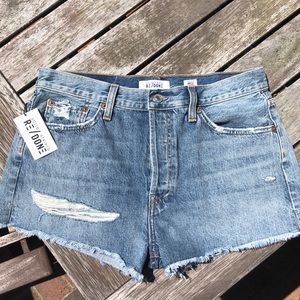 High Rise Re/Done denim shorts